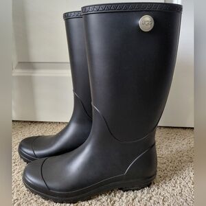 UGG Black Tall Rubber Rain Boots